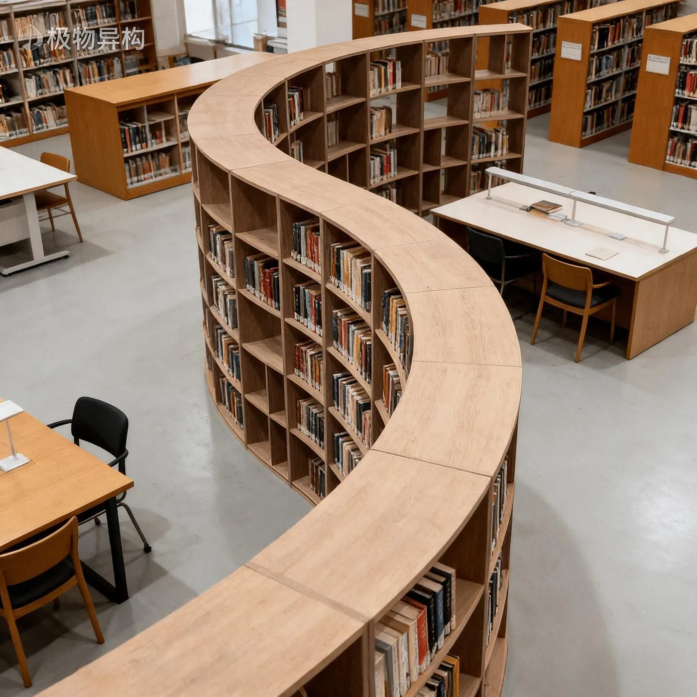 Large Curved Display Bookshelf & Cabinet