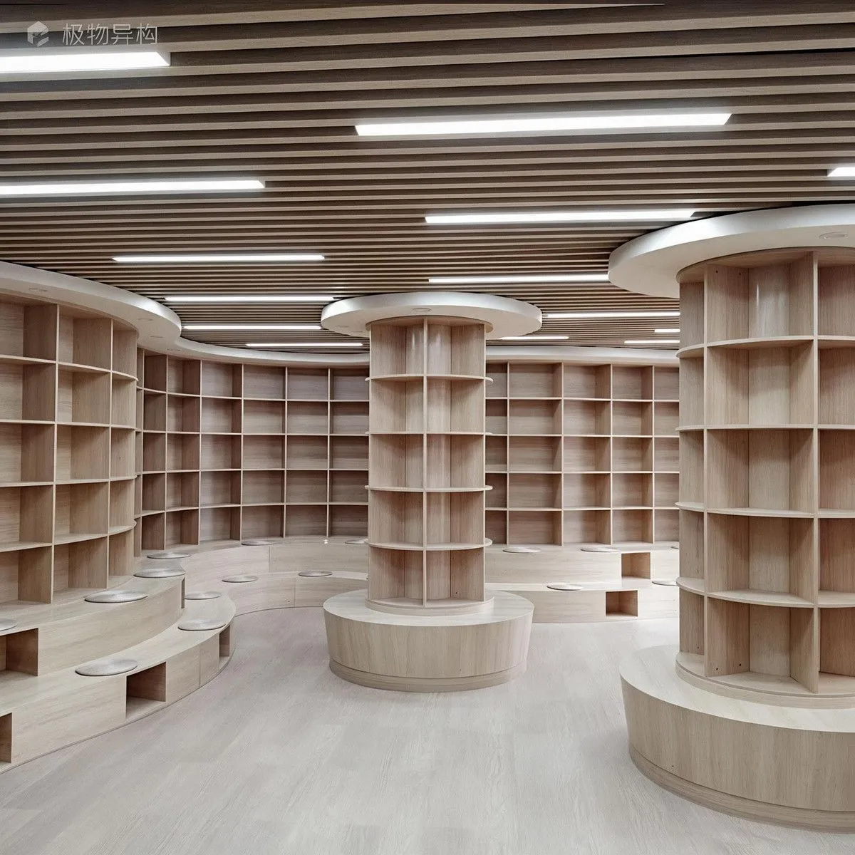 Large Curved Display Bookshelf & Cabinet