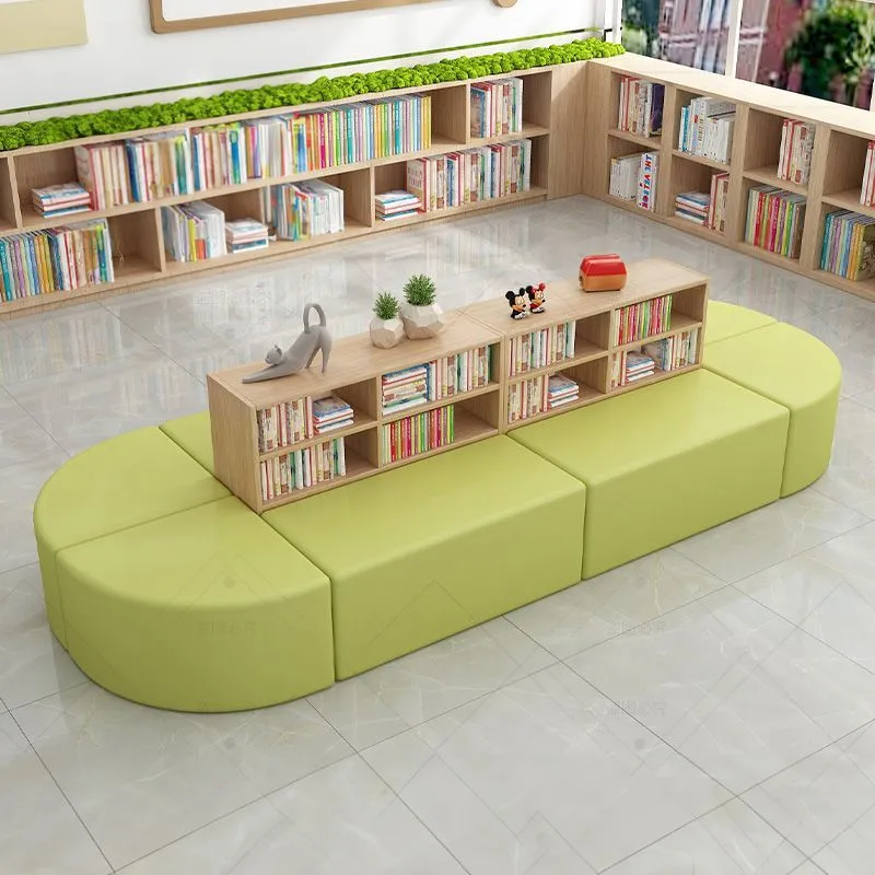 Curved Bookshelf & Bench Reading Zone