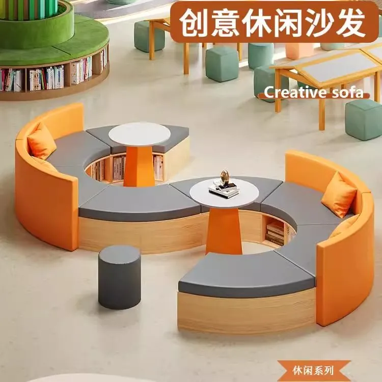 Curved Bookshelf & Bench Reading Zone