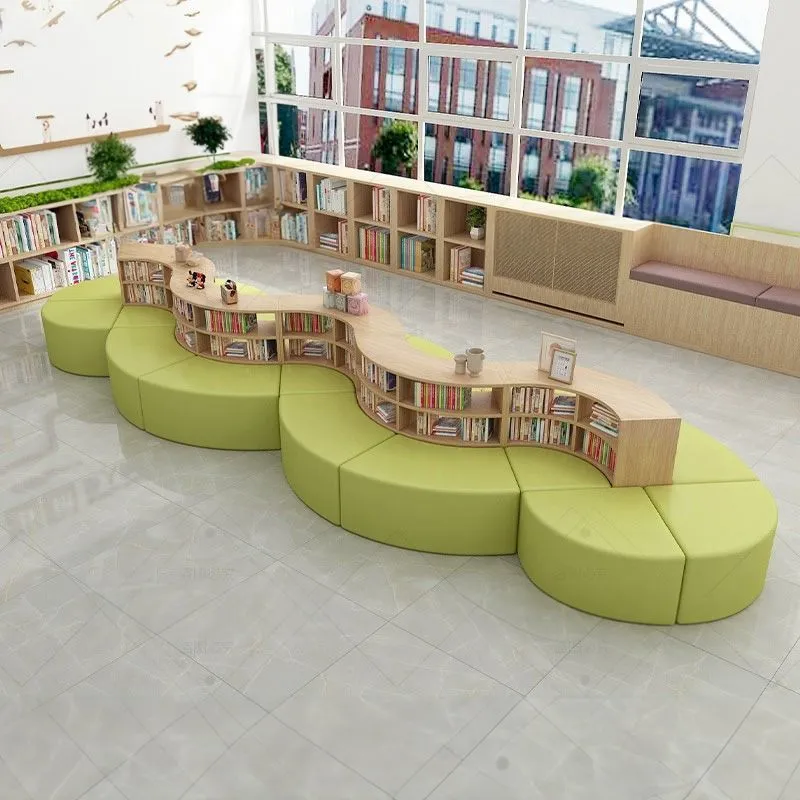 Curved Bookshelf & Bench Reading Zone