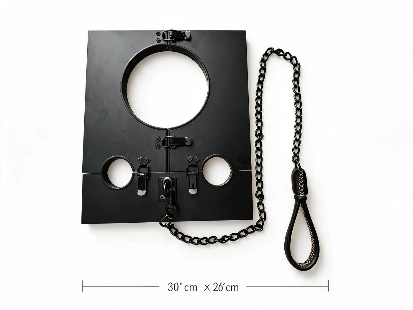 Neck & Wrist Pillory Restraint Board with Chain Leash