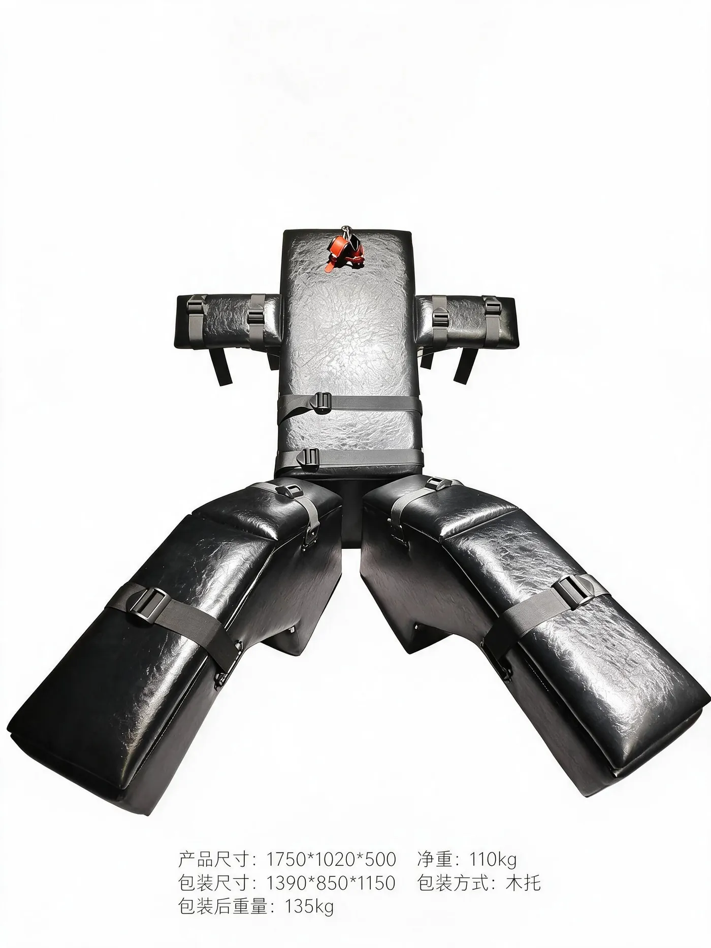 Floor-Type Bondage Bed with Multi-Point Restraint Straps and Split Leg Sections
