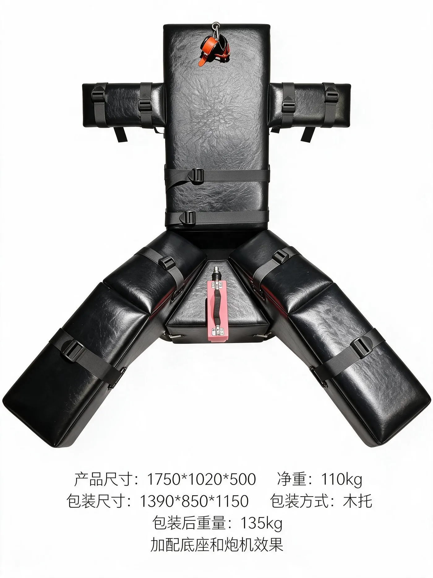 Floor-Type Bondage Bed with Multi-Point Restraint Straps and Split Leg Sections