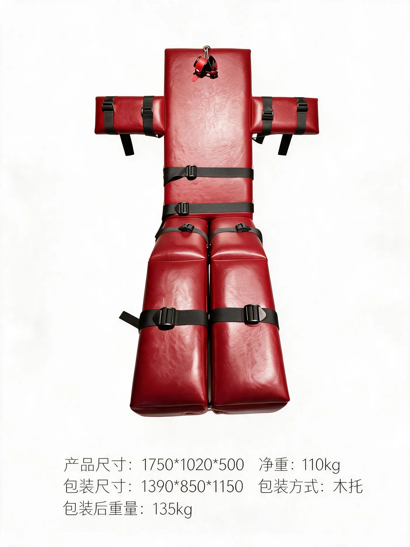 Floor-Type Bondage Bed with Multi-Point Restraint Straps and Split Leg Sections